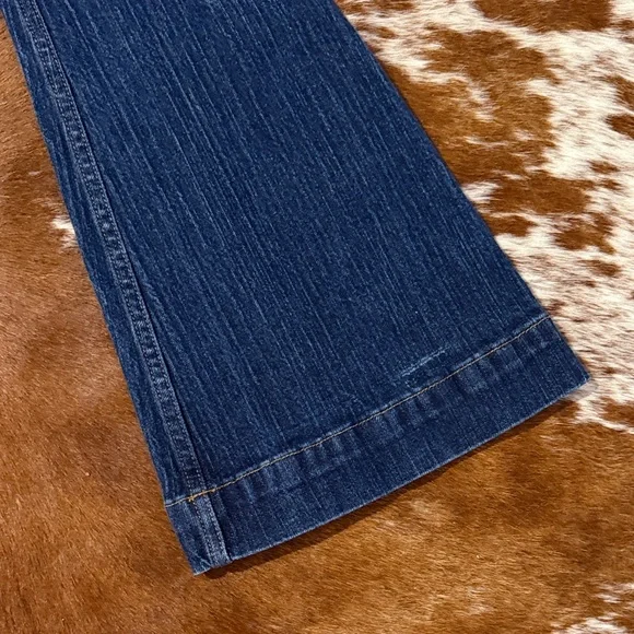 Kimes Ranch Dark Blue Flare Jeans with Gold Stitching